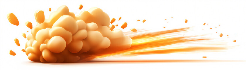 Wall Mural - a cloud of orange and yellow powder is flying through the air. the cloud is made up of small pieces 
