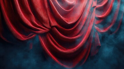Red Velvet Theater Curtain Isolated on Performance Stage for Theatrical Use