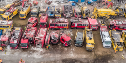 Poster - Traffic. Aerial view of many cars