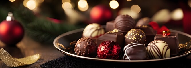 99. A set of luxury chocolates on a festive table