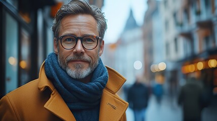 Wall Mural - hipster manager with smart phone walking in the street