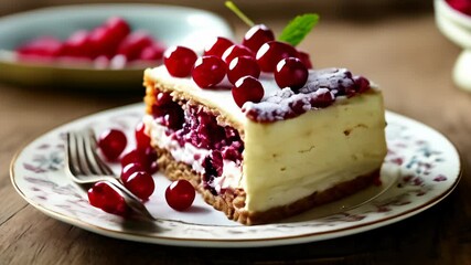 Canvas Print -  Delicious dessert with a cherry on top