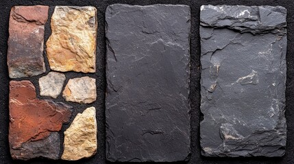 Aufkleber - A Textured Background with a Variety of Stones in a Rectangular Shape