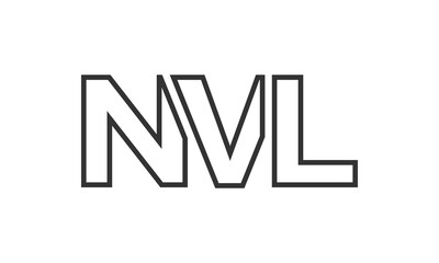 NVL logo design template with strong and modern bold text. Initial based vector logotype featuring simple and minimal typography. Trendy company identity.