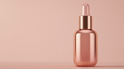 Wall Mural - Rose gold serum packaging with a matte finish, close-up against a neutral background. No logo. No people.