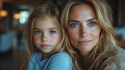 poor mature mother scolding small daughter indoors at home poverty concept