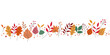 © Lala - Colorful leaves and natural elements decoration background. Autumnal botanical pattern. Vector illustraiton