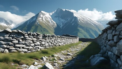 Wall Mural - Majestic mountain surface resembling a rugged stone wall