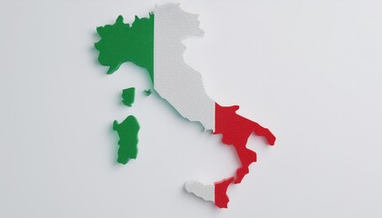 picture of the Italian flag maps by following the shape of the map on a plain white background 