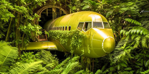 Wall Mural - An airplane in the forest