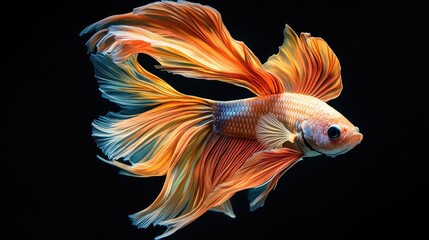 An artistic composition of a Betta fish in motion, with flowing fins creating a sense of fluidity and grace as it navigates through the water.