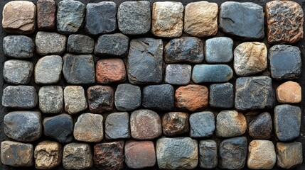 Poster - A seamless pattern of cobblestones, each with a unique texture and coloration, forming a rustic and natural background.