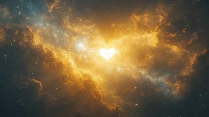 Wall Mural - a luminous heart-shaped nebula shines brightly in the vast expanse of the cosmos, surrounded by cele