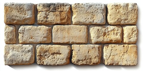 Poster - A rustic stone wall with irregular shaped blocks, showcasing the natural beauty of unpolished stone.