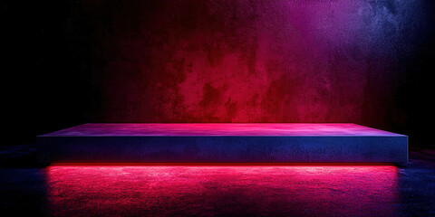 Wall Mural - a dark room with a red wall and a pink floor