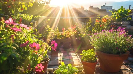 Poster - Sunlit Rooftop Garden