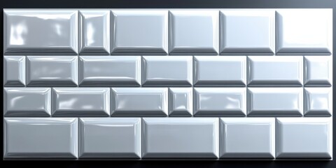 Aufkleber - A smooth, minimalist pattern of white rectangular blocks, each with subtle shine and bevelled edges, arranged in a staggered grid formation.