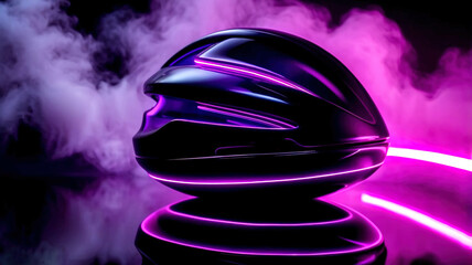 Poster - A helmet with a purple and neon light design