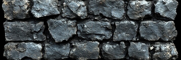 Poster - Close-up View of a Weathered Stone Wall with Irregularly Shaped Stones and a Rough, Uneven Surface