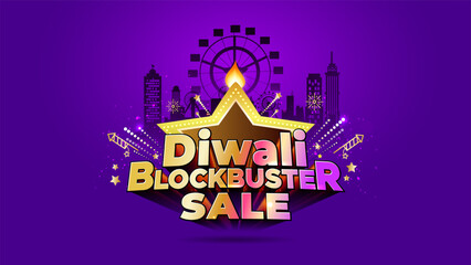 Wall Mural - Background of Diwali Festival with Diwali blockbuster sale, offer, logo.