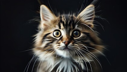 Wall Mural - Charming close-up portrait capturing the essence of an adorable, fluffy domestic cat