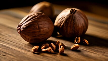 Wall Mural -  Natural beauty in simplicity  Walnuts on a wooden surface