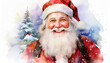 © happyjack29 - Smiling Santa Clause watercolor. Cheerful old bearded man in red clothes. Winter holidays. Christmas