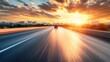 © CLOVER BACKGROUND - Dynamic Sunset Drive on Urban Highway