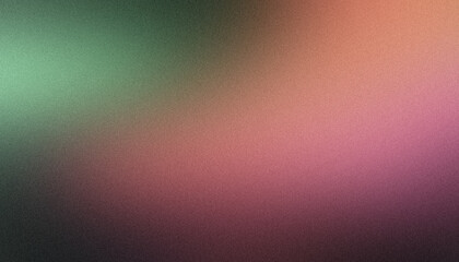 Abstract background with a grainy texture and a blurred gradient of green, pink, and orange hues