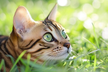 Genuine bengal cat close by. generative ai