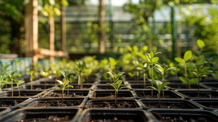 Wall Mural - New Life: Seedlings in a Greenhouse