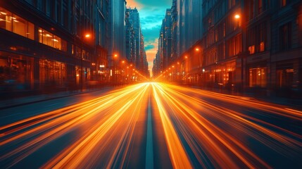 Abstract motion blur background of a city street at night with a speed effect. Concept for fast driving