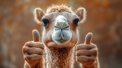 Canvas Print - A camel gives a double thumbs up!