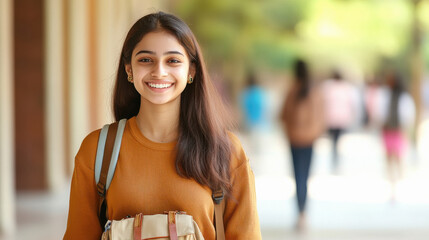 indian college girl at college campus