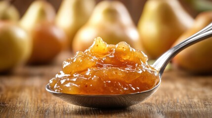 Wall Mural - Fresh homemade pear jam with pear fruit