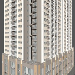 3d Render Tower Apartement skyscraper