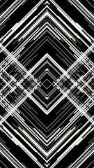 Wall Mural - straight white beams moving fast, crossing each other and forming the shape of rhombuses on black ba
