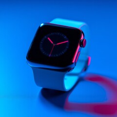 Modern Smartwatch with Blue and Red Lighting