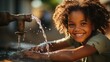 © SP_Da - A young girl is playing with water from a fountain