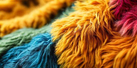 Wall Mural - A pile of fur with a variety of colors including blue, yellow, and red