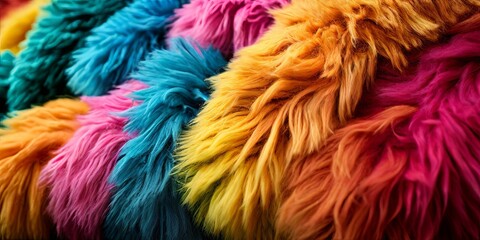 Wall Mural - A colorful pile of fur with a rainbow of colors