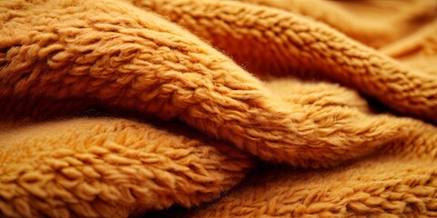 Poster - A close up of a fuzzy orange blanket with a lot of texture