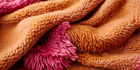 Aufkleber - A fuzzy orange and pink blanket with a pink fringe