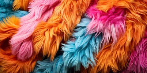 Poster - A colorful fur blanket with a rainbow of colors
