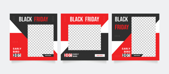 Wall Mural - black friday sale template or cyber monday sale template. promotional web banner for instagram socia
