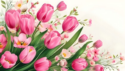 Wall Mural - Elegant springtime tulip vector design in soft pink hues celebrating the beauty of natures floral artistry