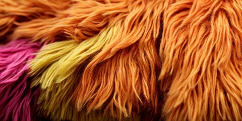 Poster - A fuzzy orange and pink fur with a yellow stripe