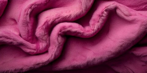 Wall Mural - A pink fur blanket with a wave pattern