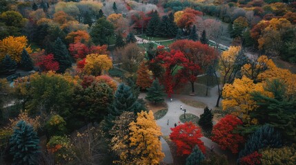 Wall Mural - Aerial View of Colorful Autumn Trees