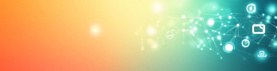 Abstract digital background featuring icons and connections, symbolizing technology and networking.